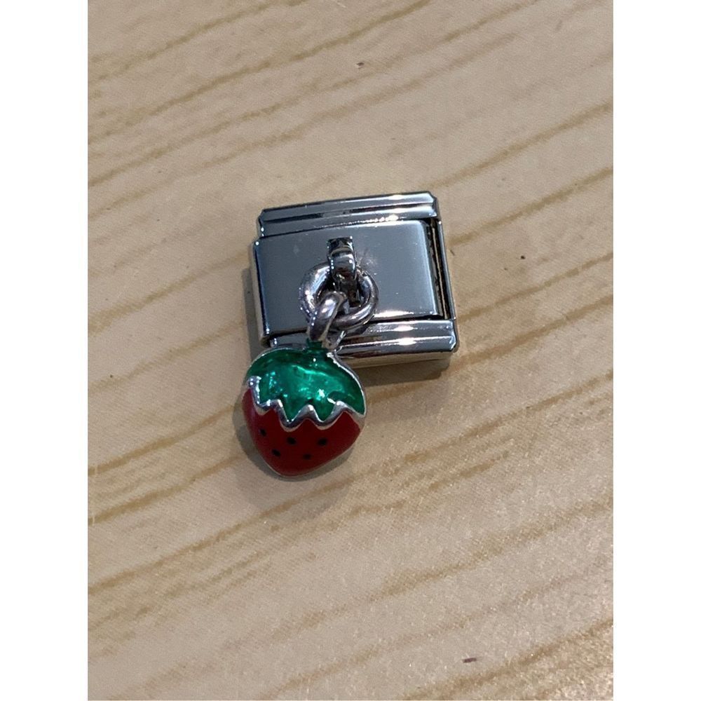 .925 Strawberry dangling from Italian Charm #berry